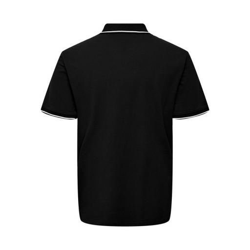 ONLY AND SONS Polo Piqué Hombre Onsfletcher Life Slim SS Noos Black Negro [3]
