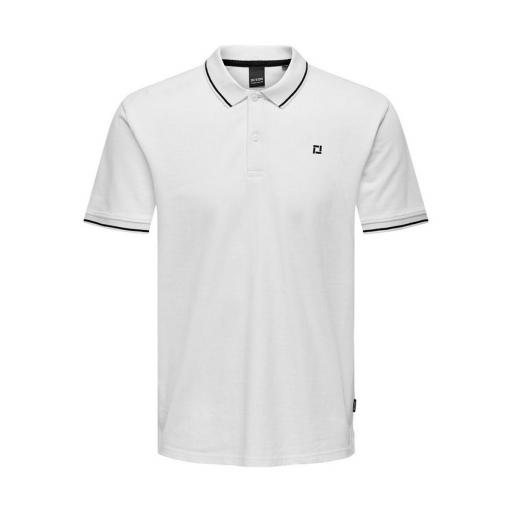 ONLY AND SONS Polo Piqué Hombre Onsfletcher Life Slim SS Noos White Blanco [2]