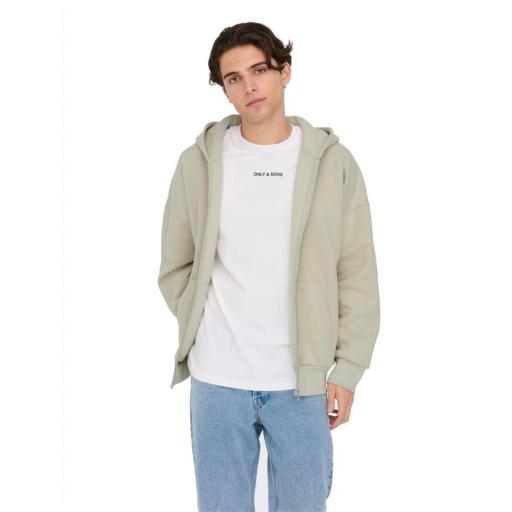 ONLY AND SONS Sudadera Hombre Onsdan Life RLX Heavy Zip Hoodi Noos Silver Beige [1]