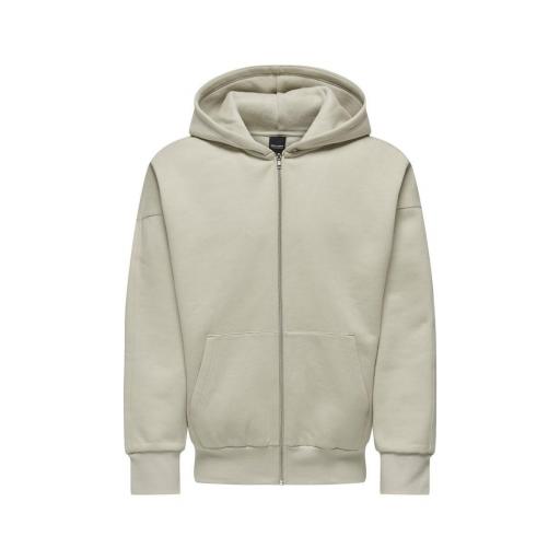 ONLY AND SONS Sudadera Hombre Onsdan Life RLX Heavy Zip Hoodi Noos Silver Beige [2]