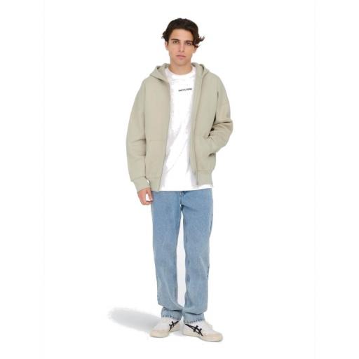 ONLY AND SONS Sudadera Hombre Onsdan Life RLX Heavy Zip Hoodi Noos Silver Beige [3]