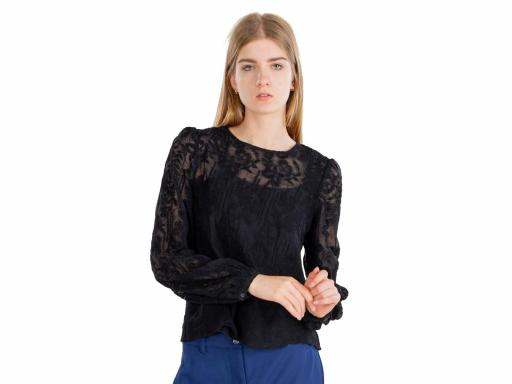 ONLY Blusa de encaje Onlemily Life LS Top WVN Black Negro [0]