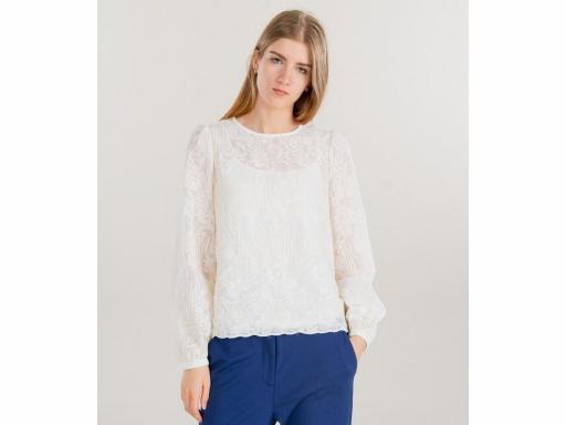 ONLY Blusa de encaje Onlemily Life LS Top WVN Creme Blanco