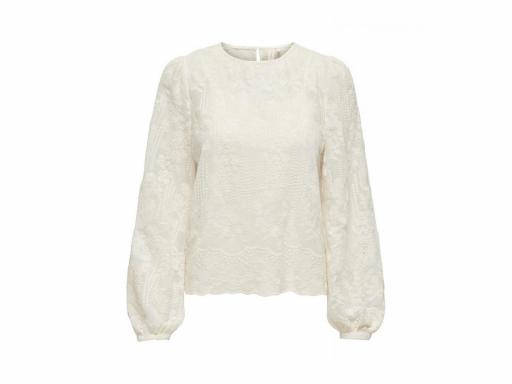 ONLY Blusa de encaje Onlemily Life LS Top WVN Creme Blanco [2]