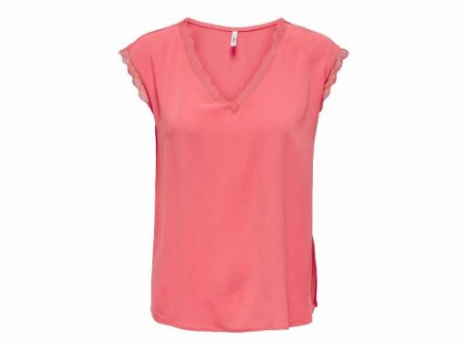 ONLY Camiseta Onljasmina S/S V-Neck Lace Top Noos Rose of Sharon Rosa [2]