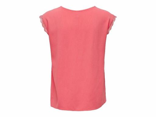 ONLY Camiseta Onljasmina S/S V-Neck Lace Top Noos Rose of Sharon Rosa [1]