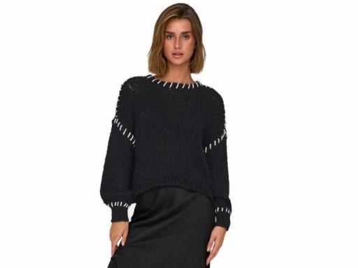 ONLY Jesrsey de punto Mujer Onldenise Life JS Oneck KNT Black Birch Negro