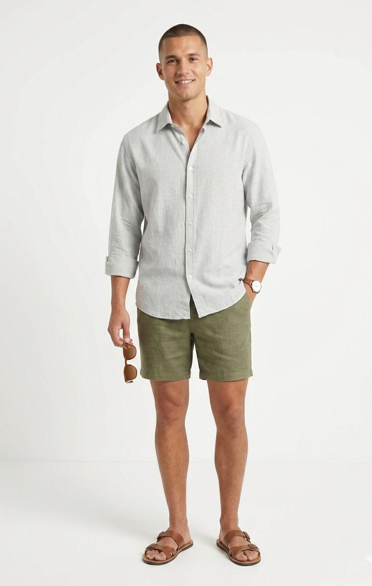 Camisa lino gris