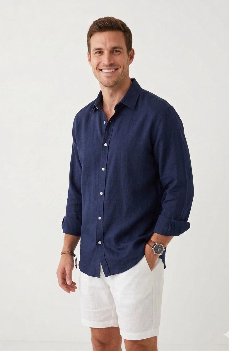 Camisa lino Navy