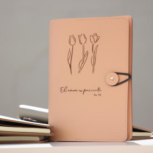  El amor es paciente| Funda + cuaderno cuero reciclado - ELA-700-ROa [0]