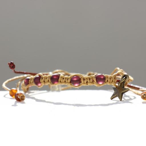 Pulsera de hilo y cuero con estrella Mod.1612