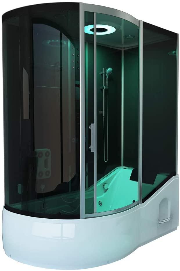 Perversión Confesión inundar Cabina ducha - Todo EN 4in1 negro Izquierdo - dimensiones: 170 x 90 x 220  cm - incluye sauna de vapor y accesorios completos,