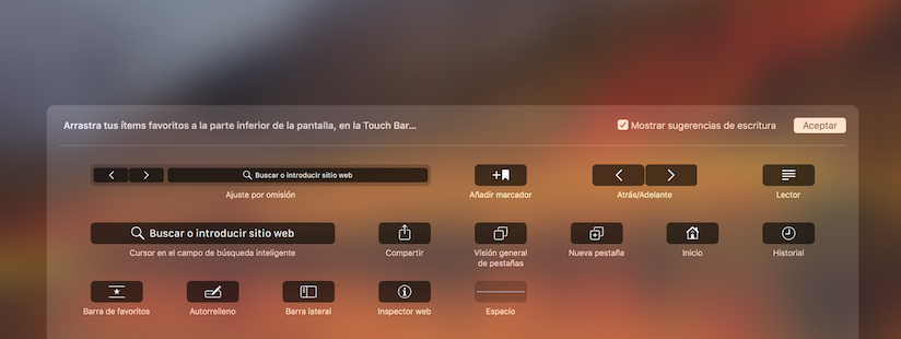 Configura la Touch Bar para Safari en macOS