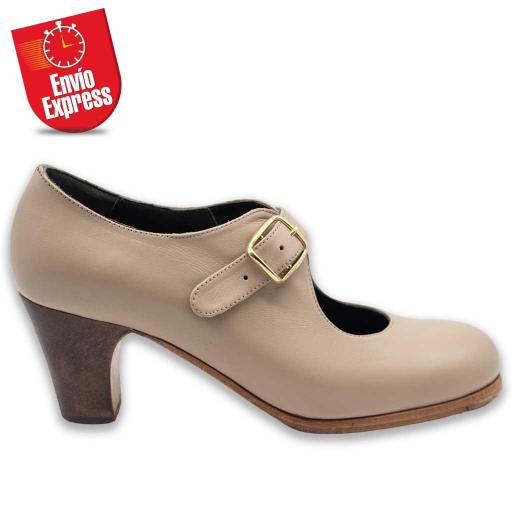 Calzado Flamenco Lazo Hebilla Piel Beige 39 [1]