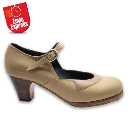 Calzado Flamenco Loli Piel Carne y Collarín Beige 36 [1]