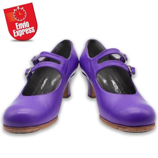 Calzado Flamenco Dos Hebillas Piel Morado 40.5