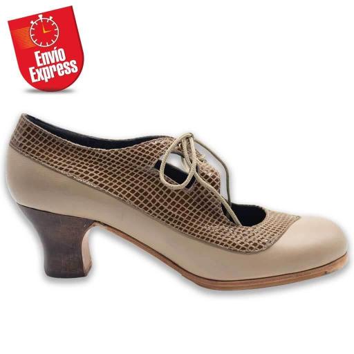 Calzado Flamenco Luna I Piel y Serpiente Beige 35.5 [1]