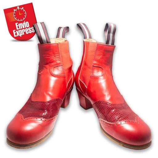 Calzado Flamenco Bota de Caballero Piel y Serpiente Roja 41.5