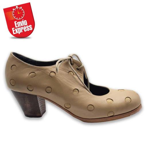 Calzado Flamenco Lunares Piel y Ante Beige 38 [1]