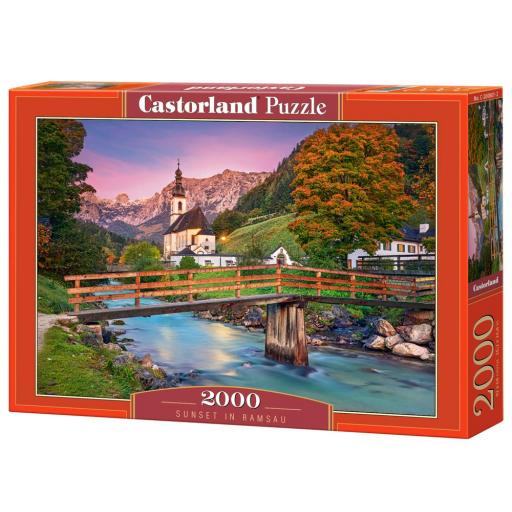 Puzzle de Paisajes de los Alpes 2000 Piezas Castorland 200801 PUESTA DE SOL EN RAMSAU , BAVIERA , ALEMANIA [1]