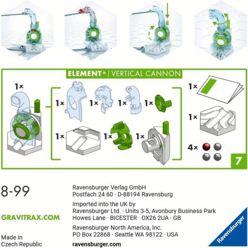 Extensiones GRAVITRAX de Ravensburger - GraviTrax 27465 Element Vertical Cannon - Cañon Vertical [1]