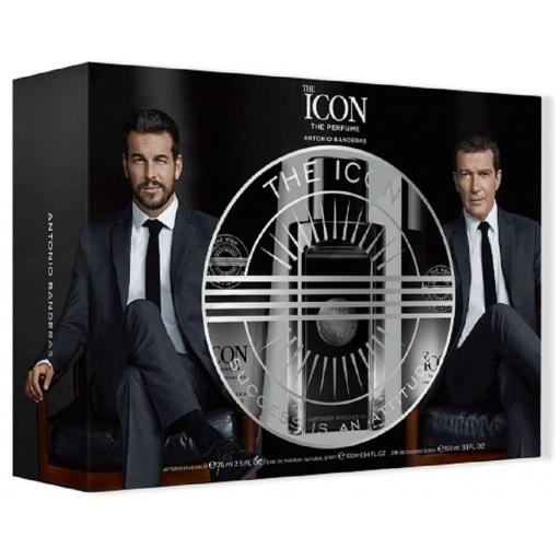 Estuche Regalo Perfume ANTONIO BANDERAS THE ICON Para Hombre EDP 100ml + Deo 150ml + After Shave 75ml