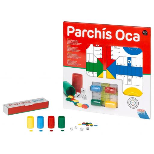 Juego de Mesa PARCHIS Y OCA 4 Jugadores - Tablero de Madera 40 cm Con Accesorios - Falomir Juegos  [2]