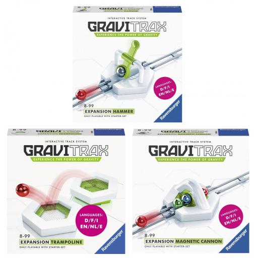 Pack 3 Extensiones GraviTrax Expansion : TRAMPOLINE + HAMMER + MAGNETIC CANNON