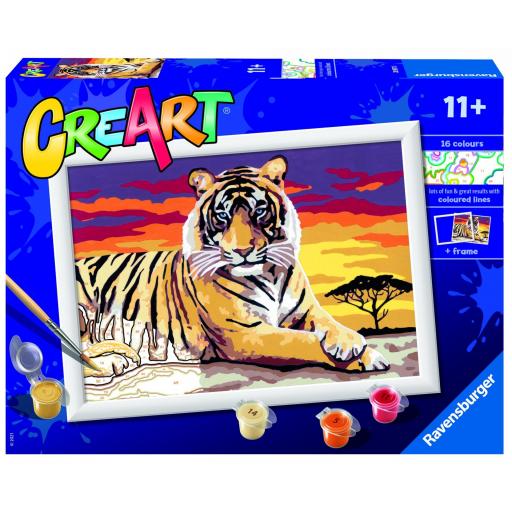 Juego Creativo Infantil para Pintar y Colorear por Numeros CreArt de Ravensburger 28937 Tigre Majestuoso