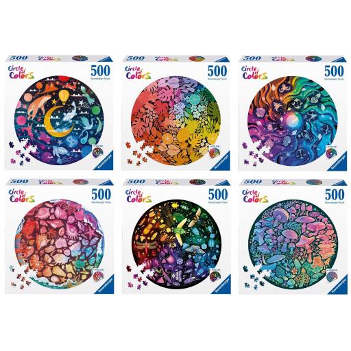 Lote 6 Puzzles Redondos 500 Piezas Colección Circle of Colors de Ravensburger 
