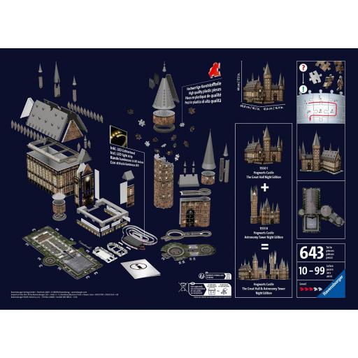 PUZZLE 3D Ravensburger 11550 CASTILLO HOGWARTS DE HARRY POTTER - EL GRAN SALON , NIGHT EDITION , Con Luz [1]