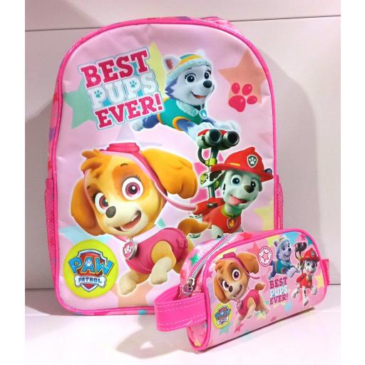 Mochila Infantil Patrulla Canina PAW Patrol Skye y Everest + Estuche Portatodo 