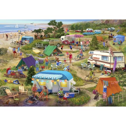 Puzzle Retro y Nostalgia 1000 Piezas Bluebird 90588 TERRENOS DE ACAMPADA JUNTO AL MAR [0]