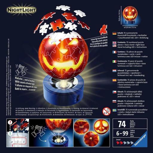 Puzzle 3D LAMPARA DE NOCHE CALABAZA DE HALLOWEEN CON LUZ - Ravensburger 11253 [1]