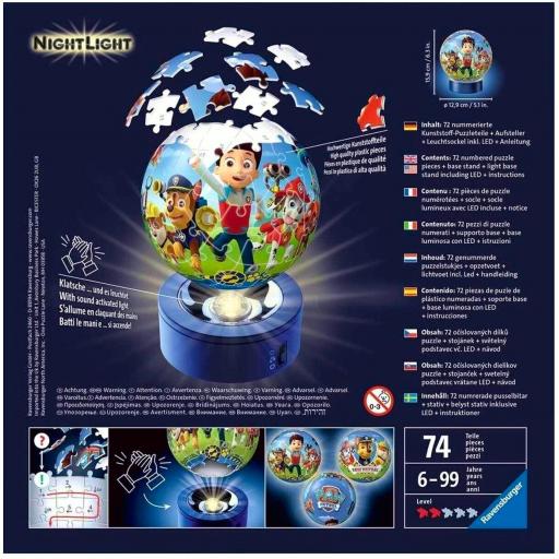 Puzzle 3D LAMPARA DE NOCHE LA PATRULLA CANINA PAW PATROL CON LUZ - Ravensburger 11842 [1]