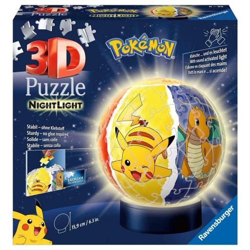 Puzzle 3D LAMPARA DE NOCHE POKEMON CON LUZ - Ravensburger 11547