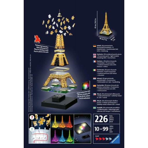 Puzzle 3D Night 12579 TORRE EIFFEL DE PARIS Con Luz Led Multicolor