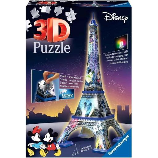 Puzzle 3D Night Edition Ravensburger 12520 TORRE EIFFEL DISNEY Con Luz Led Multicolor