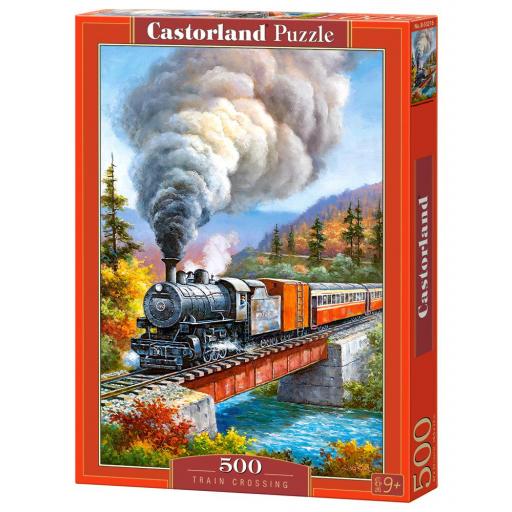 Puzzle de Trenes y Ferrocarriles 500 Piezas Castorland 53216 TREN A VAPOR CRUZANDO EL PUENTE , de Sung Kim [1]