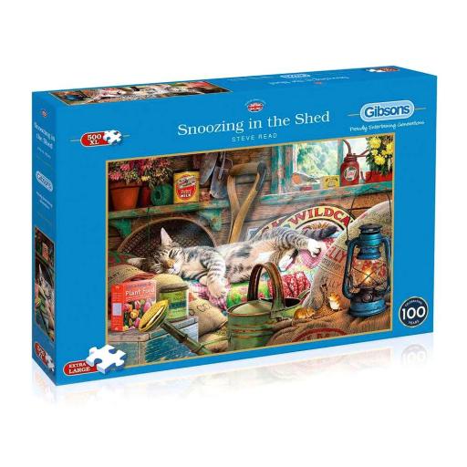 Puzzle Senior 500 Piezas Grandes XXL Gibsons G3535 GATO DURMIENDO EN EL COBERTIZO [1]