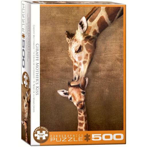 Puzzle Senior de Animales 500 Piezas Grandes XXL Eurographics 6500-0301 EL BESO DE LA MAMA JIRAFA [1]