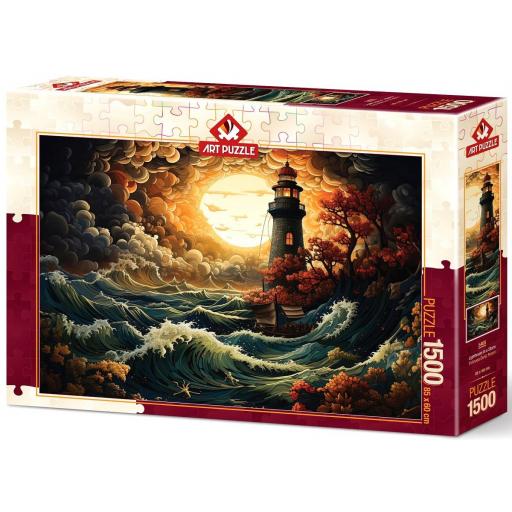 Puzzle Paisajes de Noche 1500 Piezas Art Puzzle 5405 FARO EN UNA TORMENTA [1]