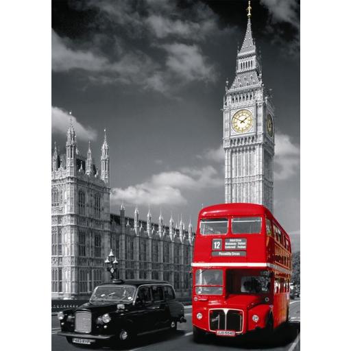 Puzzle del Big Ben de Londres Blanco y Negro 1500 Piezas NATHAN 87735 AUTOBUS LONDINENSE