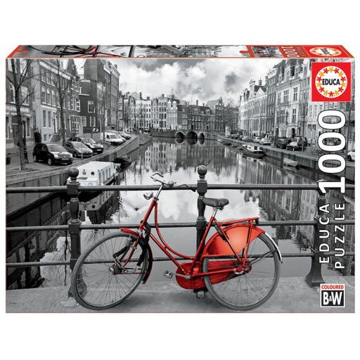Puzzle Blanco y Negro 1000 Piezas EDUCA 14846 LA BICICLETA ROJA , AMSTERDAM [1]
