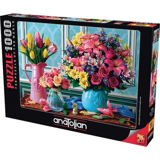 Puzzle de Bodegones 1000 Piezas ANATOLIAN 1130 FLORES EN JARRONES [1]