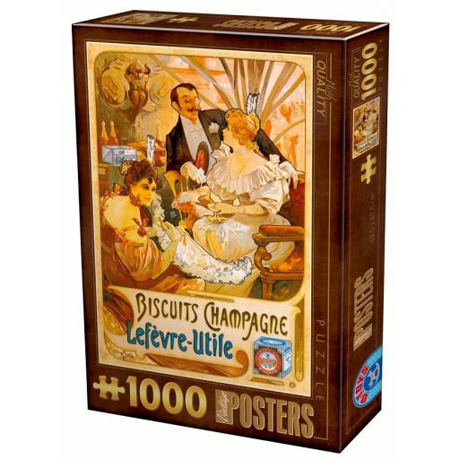 Puzzle Retro y Nostalgia 1000 Piezas D-TOYS 69603 POSTERS Y CARTELES VINTAGE - BISCUITS CHAMPAGNE LEFEVRE UTILE [1]