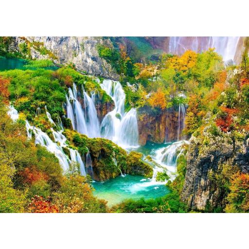 Puzzle Paisajes con Saltos de Agua 1000 Piezas ENJOY PUZZLE 1266 CASCADAS DE PLITVICE EN OTOÑO , CROACIA