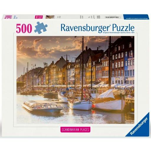 Puzzle Ciudades de Escandinavia 500 Piezas Ravensburger 12000846 ATARDECER EN COPENHAGUE - Colección Scandinavian Places [1]