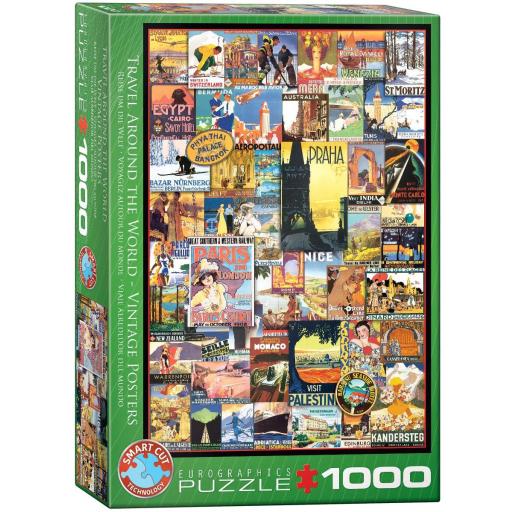 Puzzle Collage Retro Vintage 1000 Piezas EuroGraphics 6000-0755 VIAJE ALREDEDOR DEL MUNDO - CARTELES ANTIGUOS [1]
