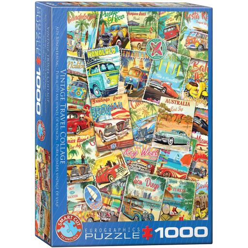 Puzzle Retro y Nostalgico 1000 Piezas EuroGraphics 6000-5628 COLLAGE DE CARTELES PUBLICITARIOS VINTAGE DE VIAJES  [1]